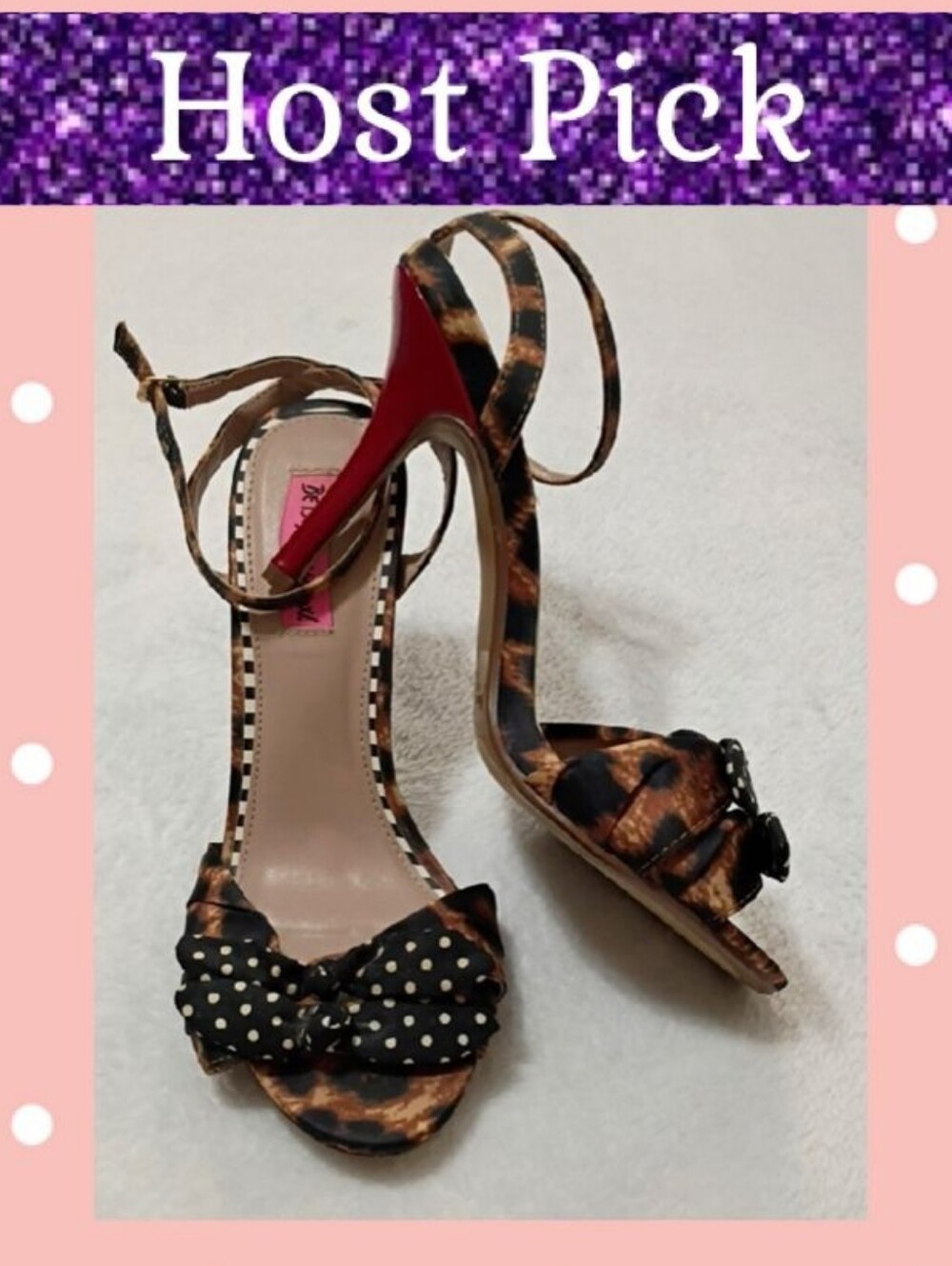 ⭐Host Pick⭐ Betsey Johnson Leopard Print Ankle-Strap Heels with Red Heel